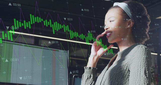 Businesswoman Analyzing Stock Market Data on Monitor - Download Free Stock Images Pikwizard.com