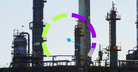 Digital Speedometer Overlay on Industrial Refinery Environment