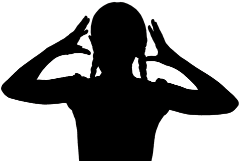 Transparent Silhouette of Schoolgirl Touching Head Vector Illustration