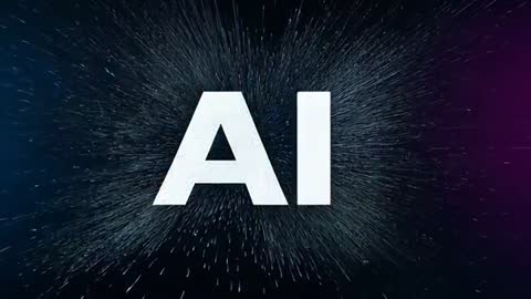 AI Letters Erupting into Radiant Particles with Blue and Magenta Light Trails