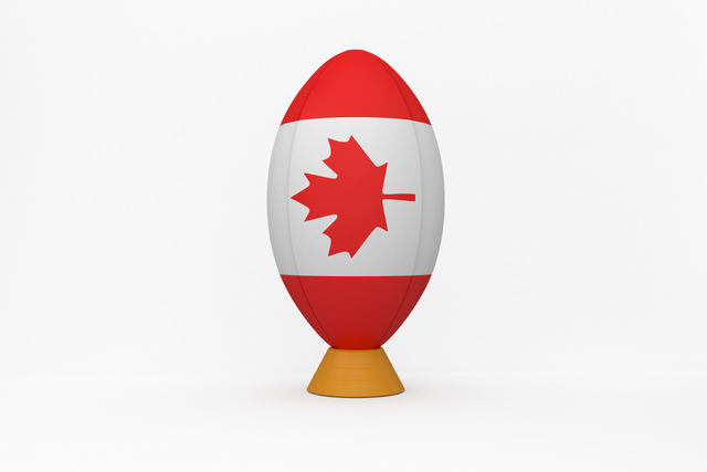 Transparent Canadian Flag Rugby Ball on Stand Symbolizing Sports and Patriotism - Download Free Stock Videos Pikwizard.com