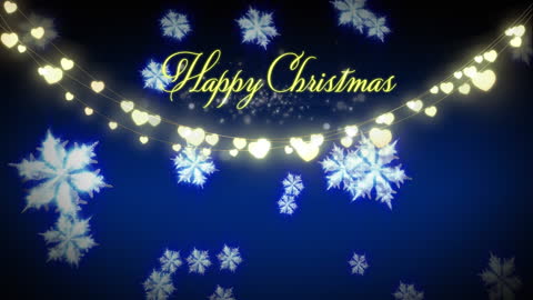 Merry Christmas Banner with Lights and Snowflakes