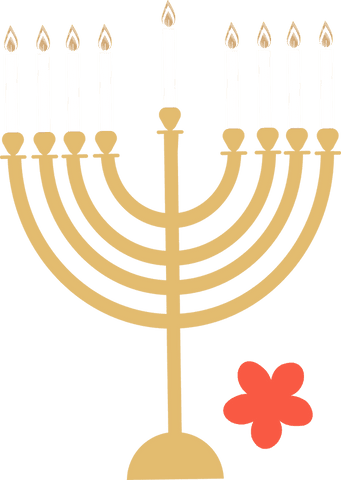 Elegant Transparent Hanukkah Menorah with Red Flower Design