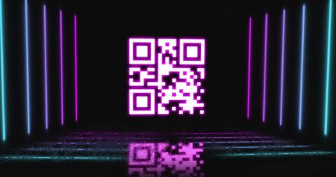 Flickering Pink QR Code with Neon Lines in Digital Concept - Download Free Stock Images Pikwizard.com