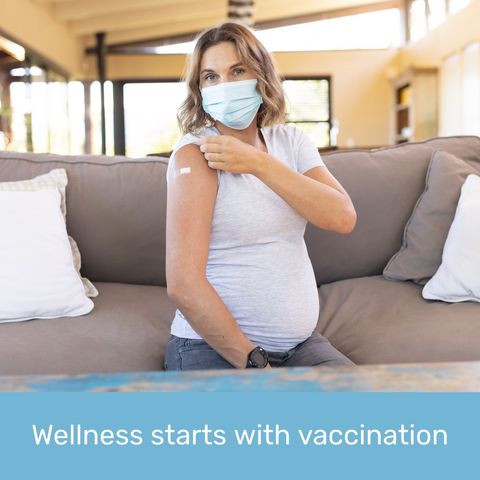 pregnant woman in mask promoting vaccination awareness - Download Free Stock Templates Pikwizard.com