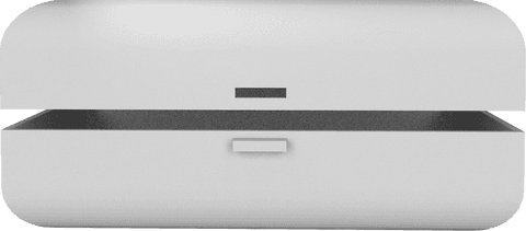 Minimalist open gray transparent briefcase with handle