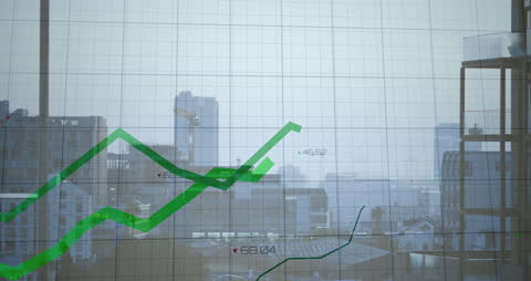 Rising Financial Graph in Urban Cityscape Concept