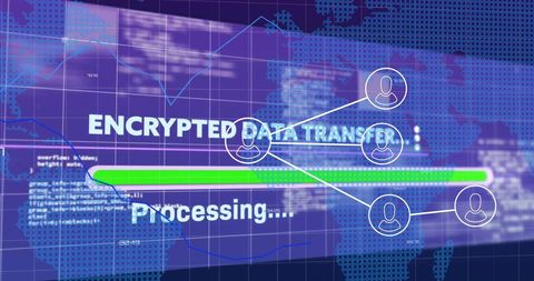 global encrypted data transfer over digital blue world map - Download Free Stock Images Pikwizard.com