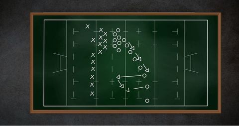 Football tactics strategy on chalkboard surface