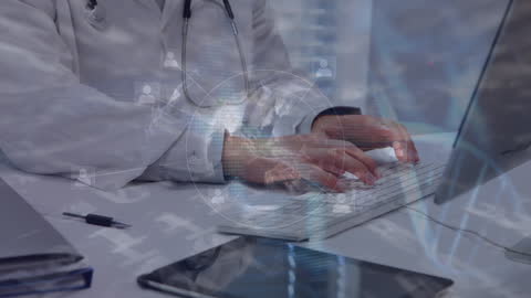 Doctor Interacting with Digital Health Data Interface