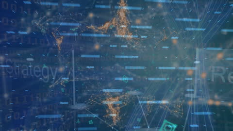 Futuristic Digital Network Overlaying Cityscape Visualization