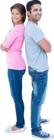Happy couple standing back to back on transparent background - Download Free Stock Videos Pikwizard.com