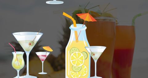 Vibrant Cocktail Glasses with Fruit Garnishes - Download Free Stock Images Pikwizard.com