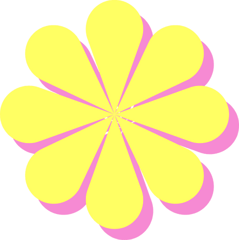 transparent yellow petals vector flower with pink shadows - Download Free Stock Videos Pikwizard.com