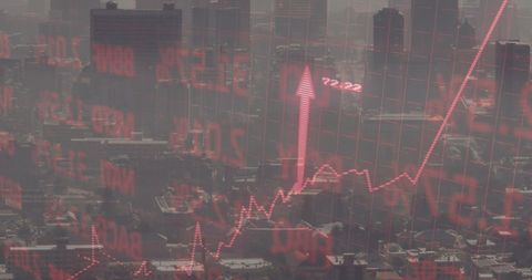 growing financial graph overlay on cityscape background - Download Free Stock Images Pikwizard.com