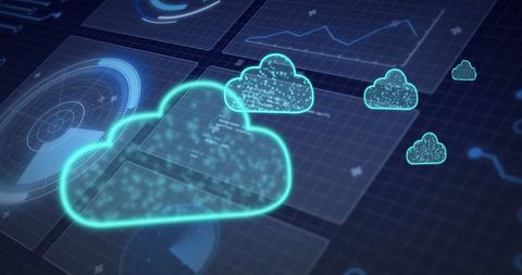 Abstract Digital Cloud Computing Concept with Data Interface - Download Free Stock Images Pikwizard.com