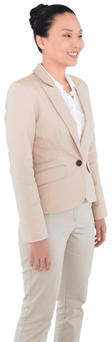 Transparent Businesswoman Posing in Light Professional Attire