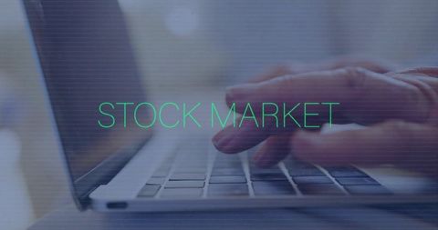 Senior Woman Hovering Hand Over Laptop Keyboard Showing Stock Market Trading Concept