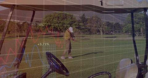 Golfer Preparing Swing with Data Overlays for Innovation in Sports