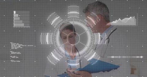 Doctors Engaging with Futuristic Digital Interface Technology in Healthcare