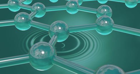 Molecular structure on green background representing science and innovations