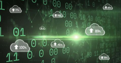 Cloud Technology Uploading Over Binary Code - Download Free Stock Images Pikwizard.com