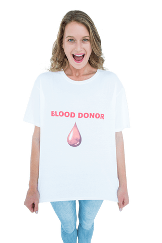 Cheerful Blood Donor in Transparent Background Celebrating