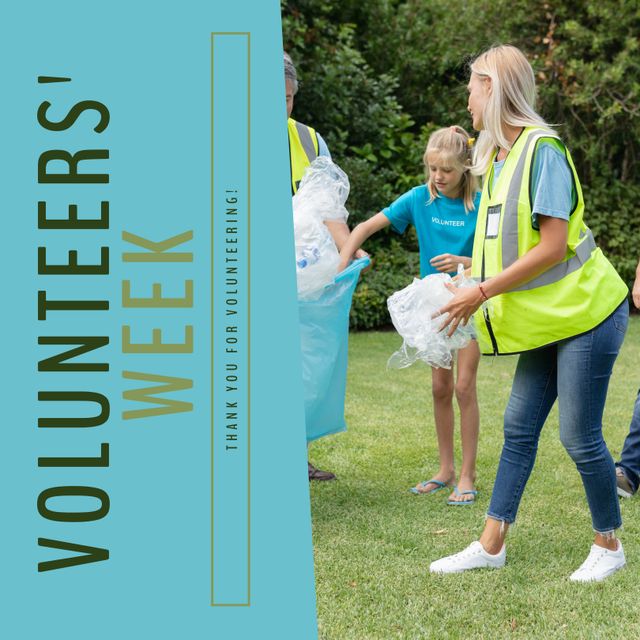 Family Collecting Rubbish in Park During Volunteers' Week - Download Free Stock Templates Pikwizard.com