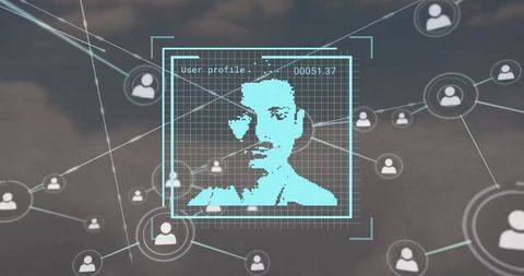 Digital Profile with Network Connections on Cloud Background - Download Free Stock Images Pikwizard.com
