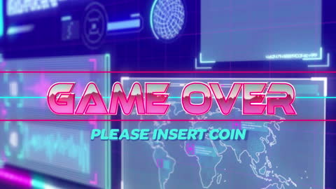 Retro Video Game Interface with Game Over Message