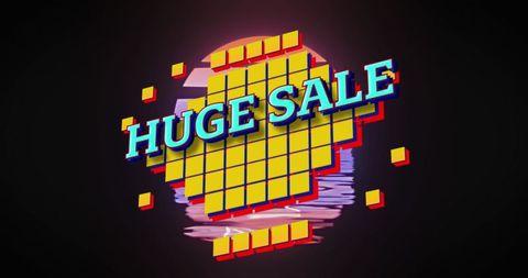 Retro Style Huge Sale Promotion with Pixelated Design