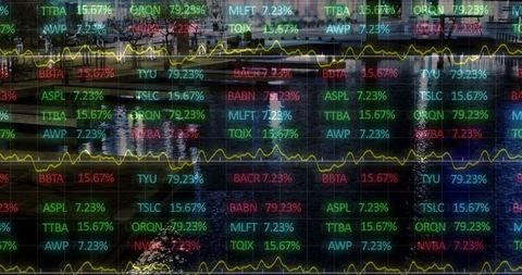 Global Stock Data Processing Overlay Cityscape