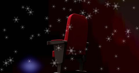 Red Cinema Seat with Falling Snowflakes Digital Art