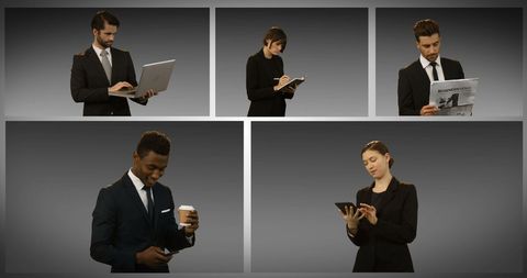 Businesspeople Engaging with Smart Devices in Collaborative Setting - Download Free Stock Images Pikwizard.com