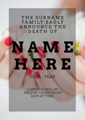 memorial announcement template with clasped hands background - Download Free Stock Templates Pikwizard.com