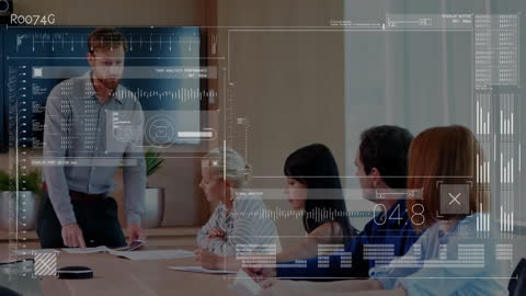 Data-Driven Business Meeting with Diverse Team Analyzing Analytics