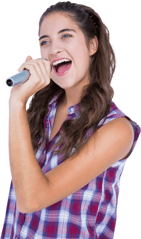 transparent background happy woman singing in microphone - Download Free Stock Videos Pikwizard.com