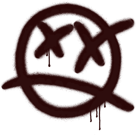 Graffiti Symbol Dripping Paint Smiley Face on Transparent Background