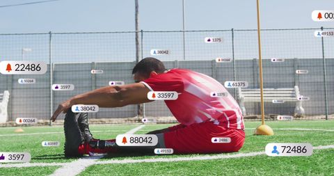 Soccer Player with Social Media Notifications Concept