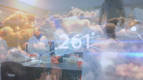 Abstract Science Team Meeting with Countdown in Cloudy Skyscape