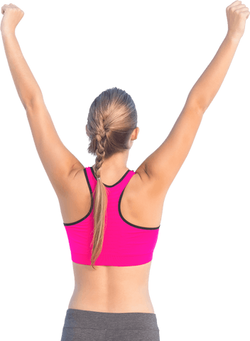 Caucasian Woman Celebrating Fitness Victory Transparent Background
