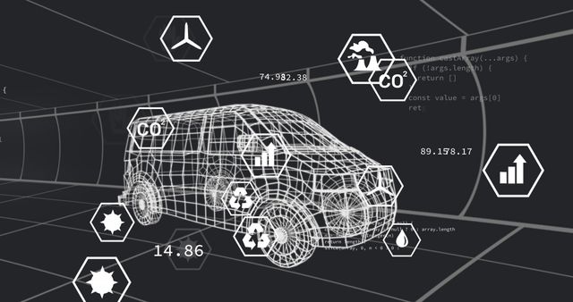 Futuristic 3D Wireframe Car with Digital Data Overlays - Download Free Stock Images Pikwizard.com