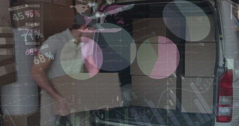Digital logistics data overlaid on delivery operations concept