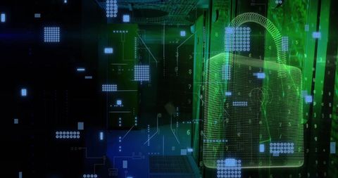 Futuristic Cybersecurity and Data Protection with Digital Padlock - Download Free Stock Images Pikwizard.com