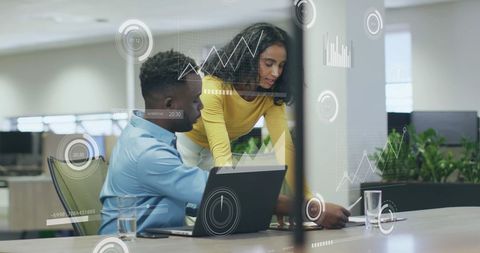 Diverse Team Collaborating on Financial Data with Digital Elements - Download Free Stock Images Pikwizard.com
