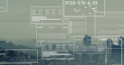 Financial Data Analytics Above Urban Cityscape