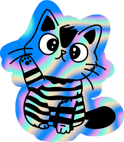 whimsical cartoon cat with rainbow fur and striped sweater on transparent background - Download Free Stock Videos Pikwizard.com