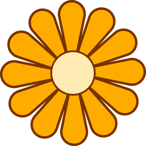 Stylized Daisy Flower with Vibrant Orange Petals on Transparent Background
