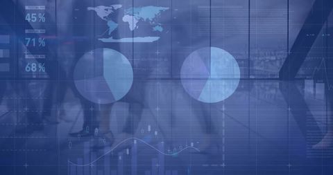 Financial Data Visualizations Overlaying Busy Modern Office - Download Free Stock Images Pikwizard.com