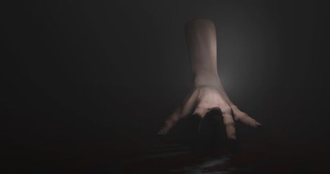 Creepy Hand Reaching in Dark Space Art